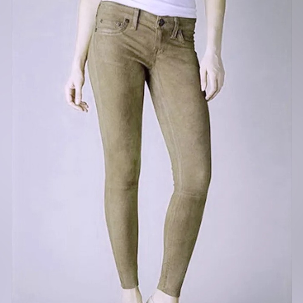 Suede Lamb Leather True Religion khaki skinny pants